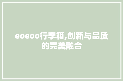 eoeoo行李箱,创新与品质的完美融合