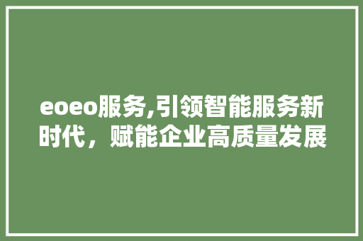 eoeo服务,引领智能服务新时代，赋能企业高质量发展