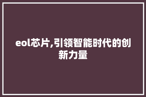 eol芯片,引领智能时代的创新力量