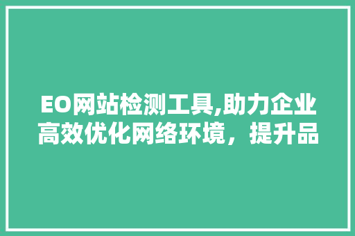 EO网站检测工具,助力企业高效优化网络环境，提升品牌形象