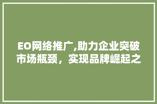 EO网络推广,助力企业突破市场瓶颈，实现品牌崛起之路