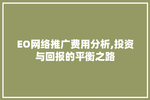 EO网络推广费用分析,投资与回报的平衡之路