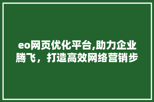 eo网页优化平台,助力企业腾飞，打造高效网络营销步骤