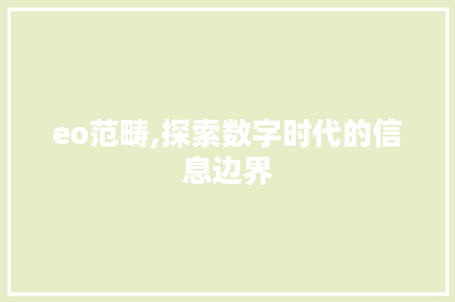 eo范畴,探索数字时代的信息边界