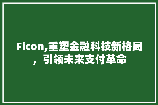 Ficon,重塑金融科技新格局，引领未来支付革命