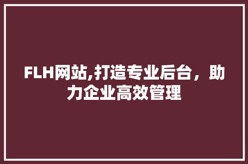 FLH网站,打造专业后台，助力企业高效管理