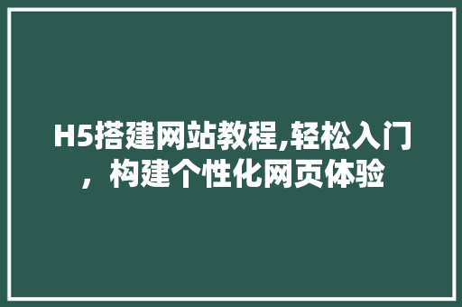 H5搭建网站教程,轻松入门，构建个性化网页体验