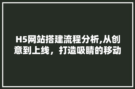 H5网站搭建流程分析,从创意到上线，打造吸睛的移动端体验