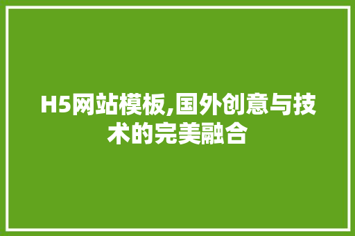 H5网站模板,国外创意与技术的完美融合