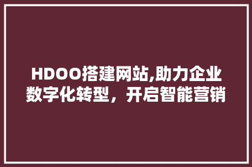 HDOO搭建网站,助力企业数字化转型，开启智能营销新篇章