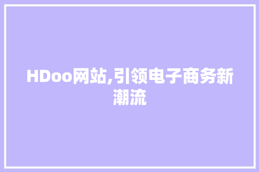 HDoo网站,引领电子商务新潮流