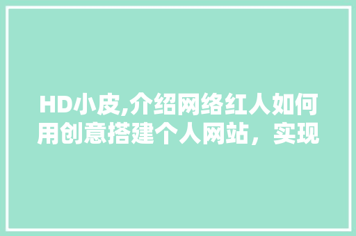 HD小皮,介绍网络红人如何用创意搭建个人网站，实现内容创业