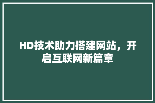 HD技术助力搭建网站，开启互联网新篇章