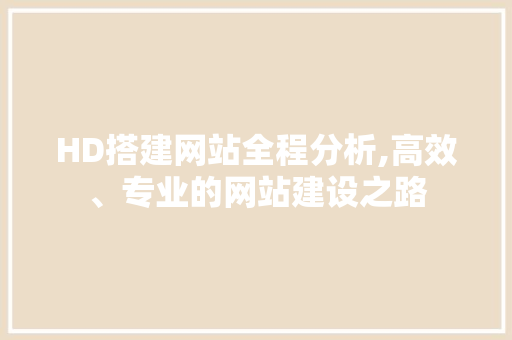 HD搭建网站全程分析,高效、专业的网站建设之路