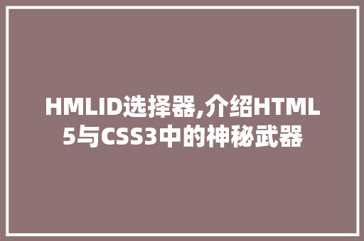 HMLID选择器,介绍HTML5与CSS3中的神秘武器