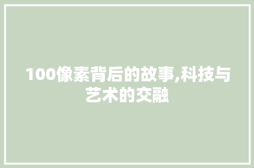 100像素背后的故事,科技与艺术的交融