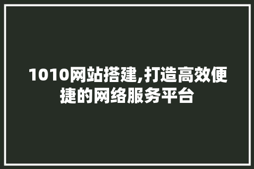 1010网站搭建,打造高效便捷的网络服务平台 Java