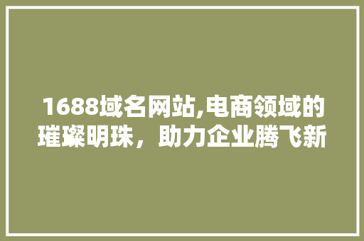 1688域名网站,电商领域的璀璨明珠，助力企业腾飞新篇章 Angular