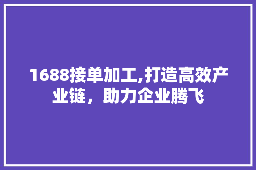 1688接单加工,打造高效产业链，助力企业腾飞