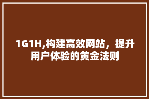 1G1H,构建高效网站，提升用户体验的黄金法则