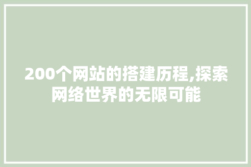 200个网站的搭建历程,探索网络世界的无限可能 React