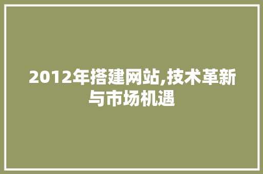 2012年搭建网站,技术革新与市场机遇