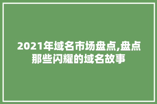 2021年域名市场盘点,盘点那些闪耀的域名故事