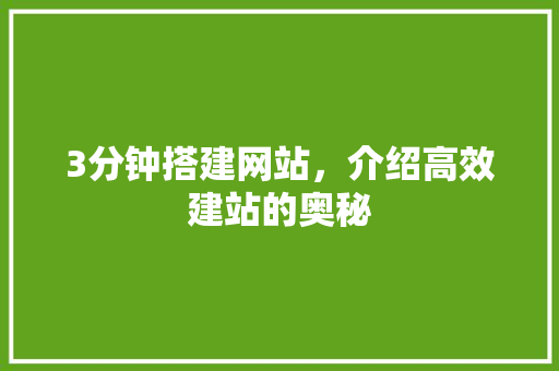 3分钟搭建网站，介绍高效建站的奥秘 JavaScript