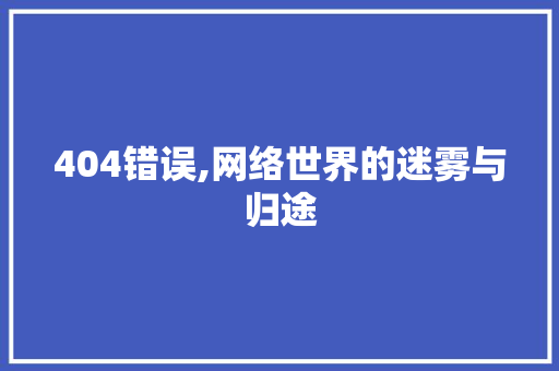 404错误,网络世界的迷雾与归途