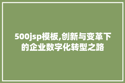 500jsp模板,创新与变革下的企业数字化转型之路