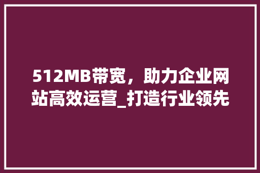 512MB带宽，助力企业网站高效运营_打造行业领先的在线服务平台