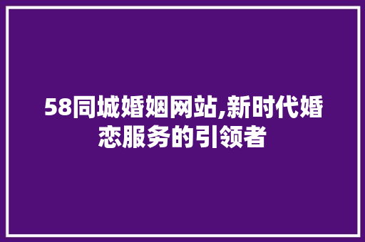 58同城婚姻网站,新时代婚恋服务的引领者