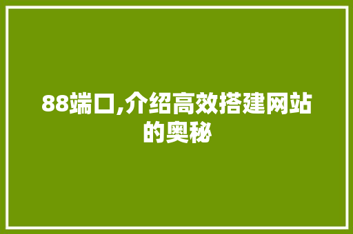 88端口,介绍高效搭建网站的奥秘