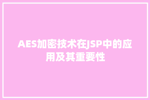 AES加密技术在JSP中的应用及其重要性