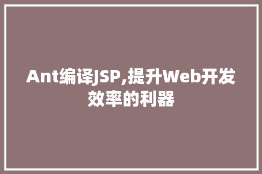 Ant编译JSP,提升Web开发效率的利器