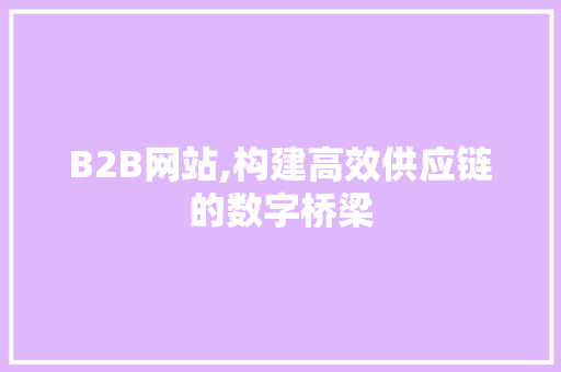 B2B网站,构建高效供应链的数字桥梁 HTML