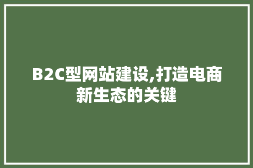 B2C型网站建设,打造电商新生态的关键 PHP