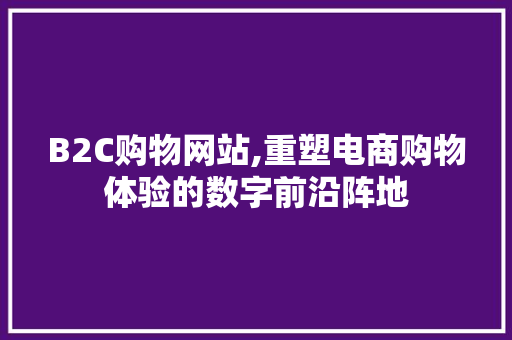 B2C购物网站,重塑电商购物体验的数字前沿阵地