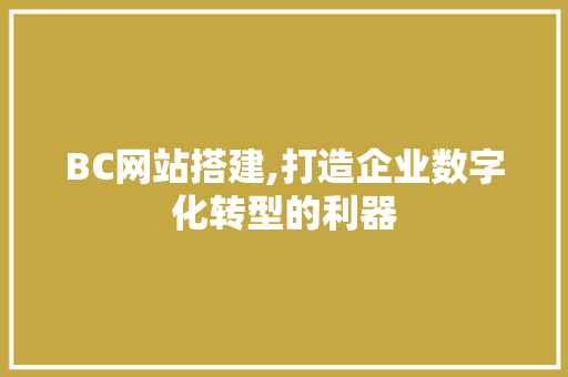 BC网站搭建,打造企业数字化转型的利器 RESTful API