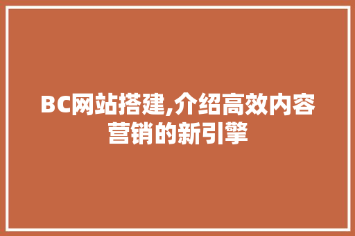 BC网站搭建,介绍高效内容营销的新引擎 Angular