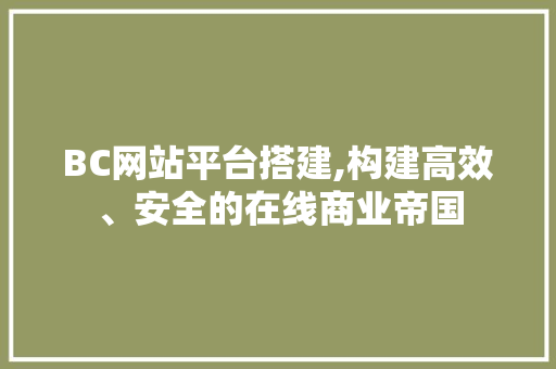 BC网站平台搭建,构建高效、安全的在线商业帝国 Docker