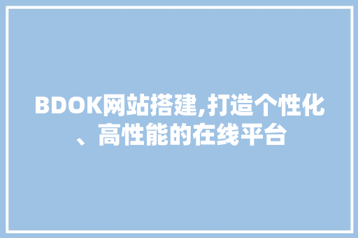 BDOK网站搭建,打造个性化、高性能的在线平台