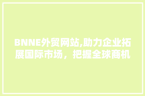 BNNE外贸网站,助力企业拓展国际市场，把握全球商机