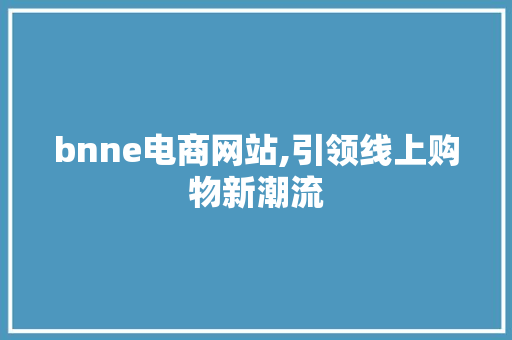 bnne电商网站,引领线上购物新潮流