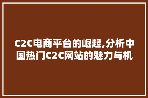 C2C电商平台的崛起,分析中国热门C2C网站的魅力与机遇