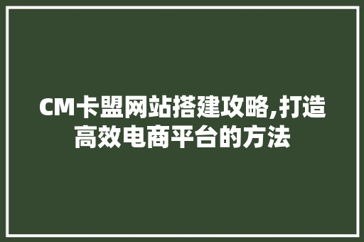 CM卡盟网站搭建攻略,打造高效电商平台的方法 Angular