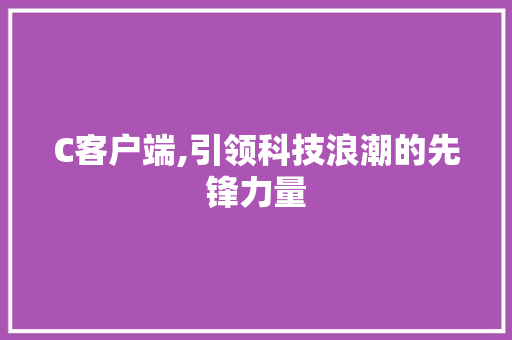 C客户端,引领科技浪潮的先锋力量