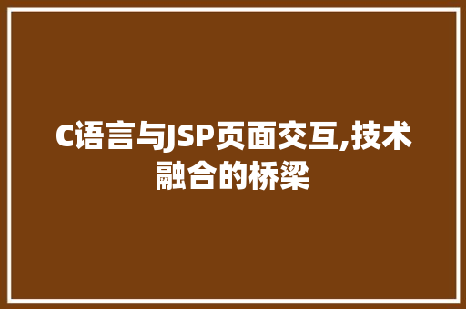 C语言与JSP页面交互,技术融合的桥梁