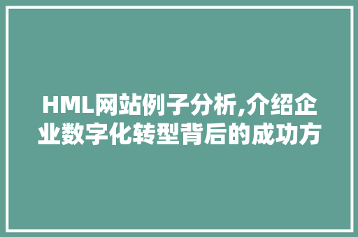 HML网站例子分析,介绍企业数字化转型背后的成功方法