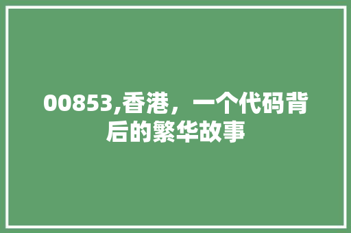 00853,香港，一个代码背后的繁华故事